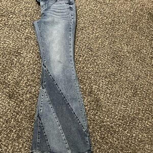 Women’s Two-Tone Blue Panel Flare Jeans